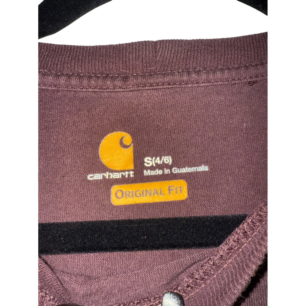 Carhartt Original Fit Womens T-Shirt Top Pocket Burgundy Small S Casual - Picture 3 of 6
